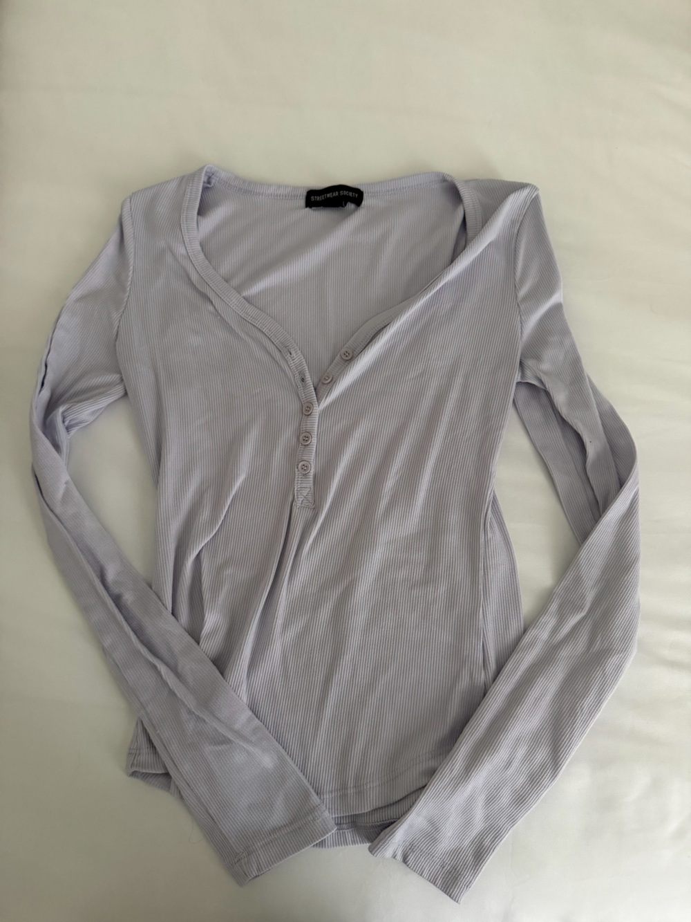 Streetwear Society Lavender Ribbed Henley Top